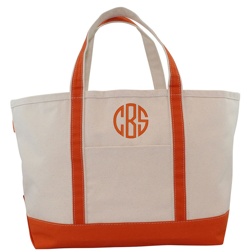 Canvas Boat Tote Bag with Monogram {Maroon}
