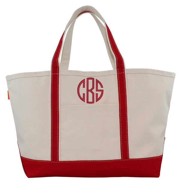 Monogrammed Red Large Canvas Boat Tote