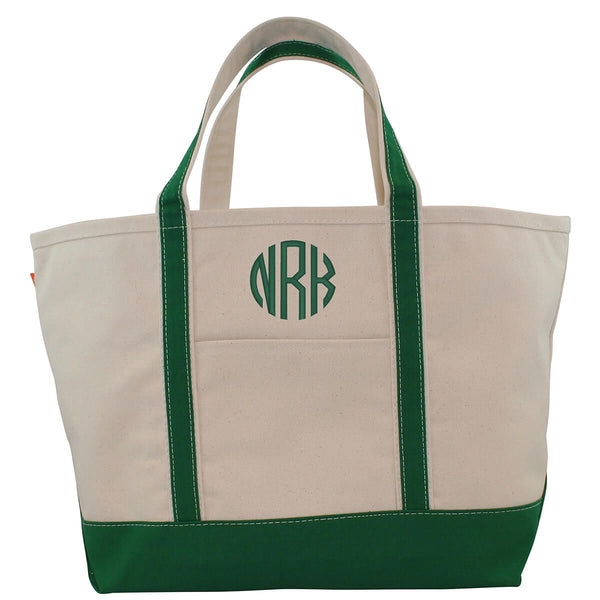 Monogrammed Emerald Large Canvas Boat Tote