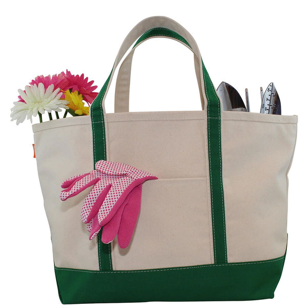 Monogrammed Emerald Large Canvas Boat Tote
