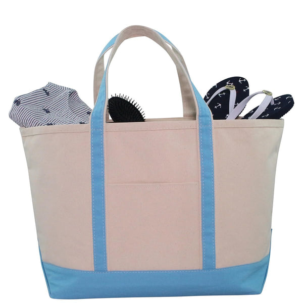 Monogrammed Baby Blue Large Canvas Boat Tote