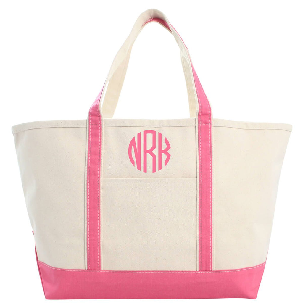 Monogrammed Coral Large Canvas Boat Tote – LL Monograms