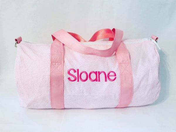 Pink Seersucker Duffle Bag