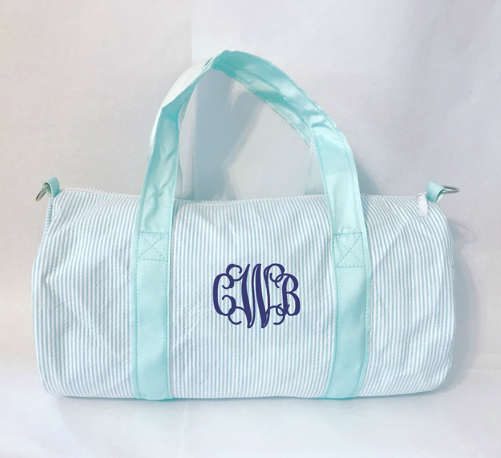 Seersucker Duffle Bag Personalized, Seersucker Duffel