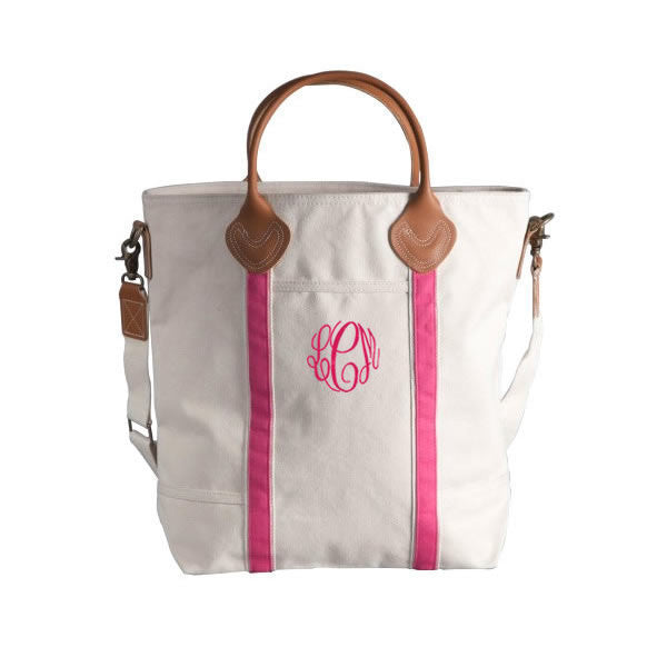 Monogrammed Hot Pink/Natural Flight Bag