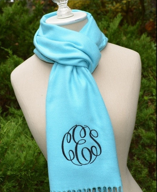 Cashmere monogrammed scarf